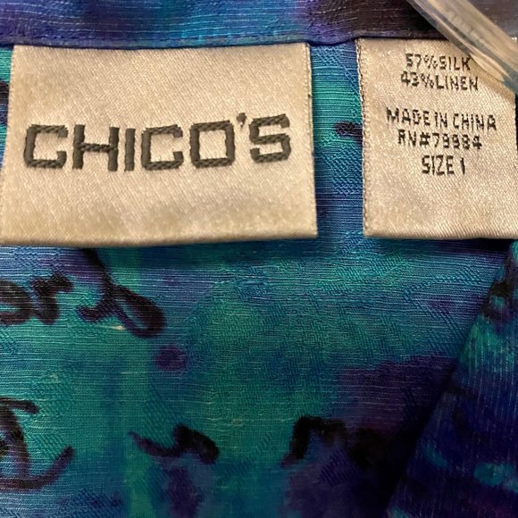 Chico's Multi Color Blue Blouse ~ Size 1 - Picture 6 of 6